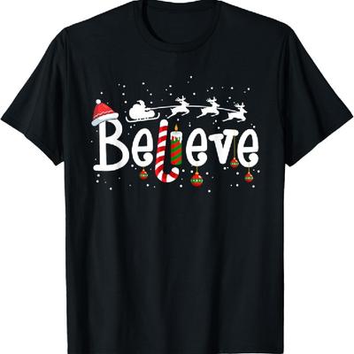 Glaube Weihnachten Weihnachtsmann Rentier Zuckerstange Xmas T-Shirt