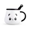 500ml Ceramic Cute Panda Mugs,Cartoon Creative Moring Mug with Lid,Milk Coffee Tea Unique Porcelain Cups Drinkware Girl Gift