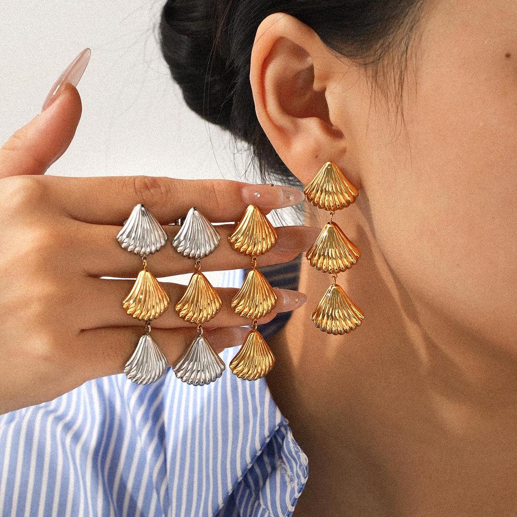 Ocean Series Starfish & Shell Jewelry: Stainless Steel Ring, Bracelet & Colorblock Earrings