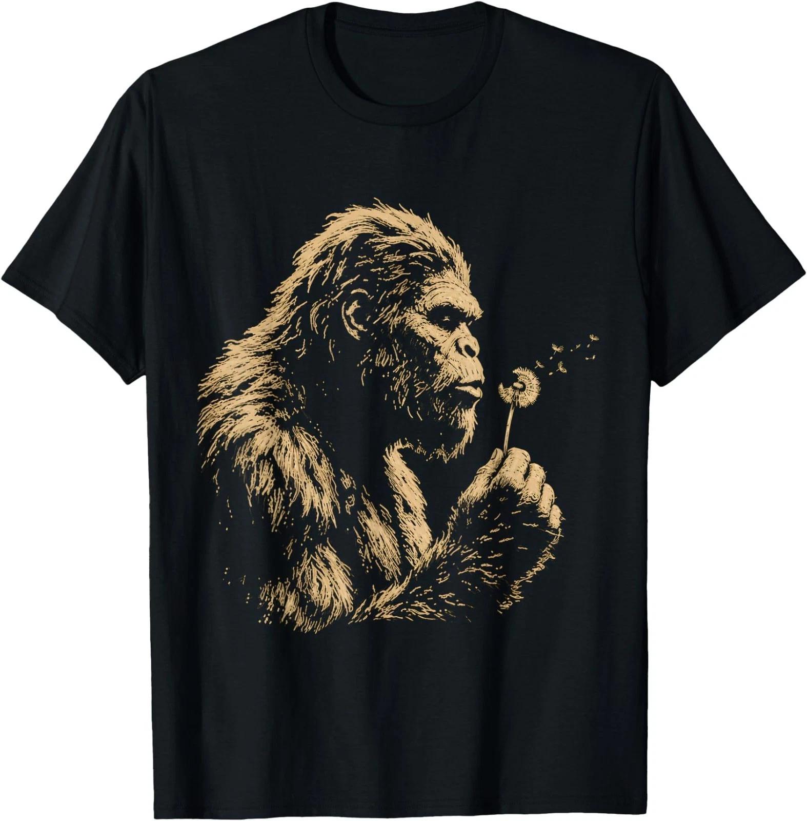 Bigfoot Blowing Dandelion Vintage Sasquatch Design T-Shirt S