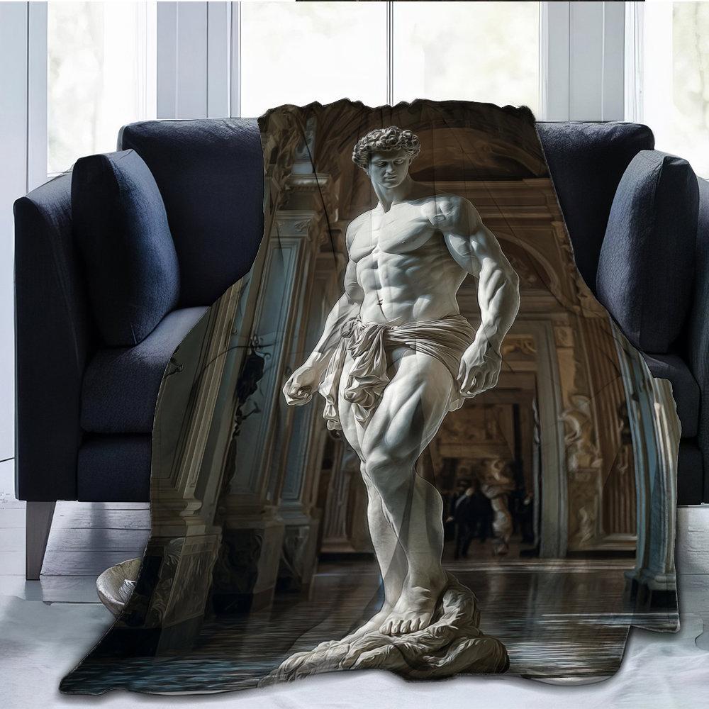 Michelangelo's Design of David Flannel Printed Blanket Suitable for All Seasons Suitable for Living Room Office Sofa and Travel