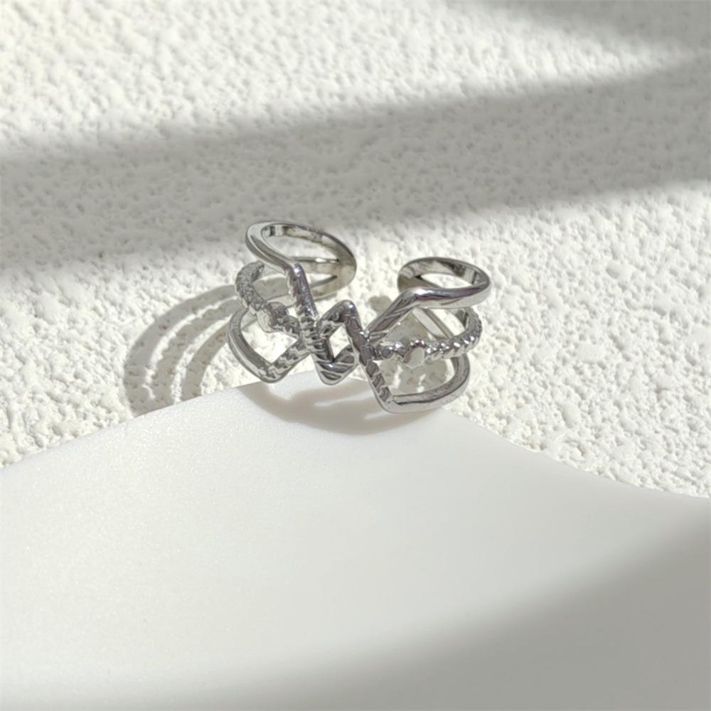 

Ретро Геометрическое Открытое Кольцо из Нержавеющей Стали - Унисекс Модный Полый Дизайн Adjustable Open