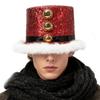 Rough-edged Christmas Hat Santa Claus Headwear With White Fluff And 3 Bells Party Hats For Women Men New Year Gathering Cosplay