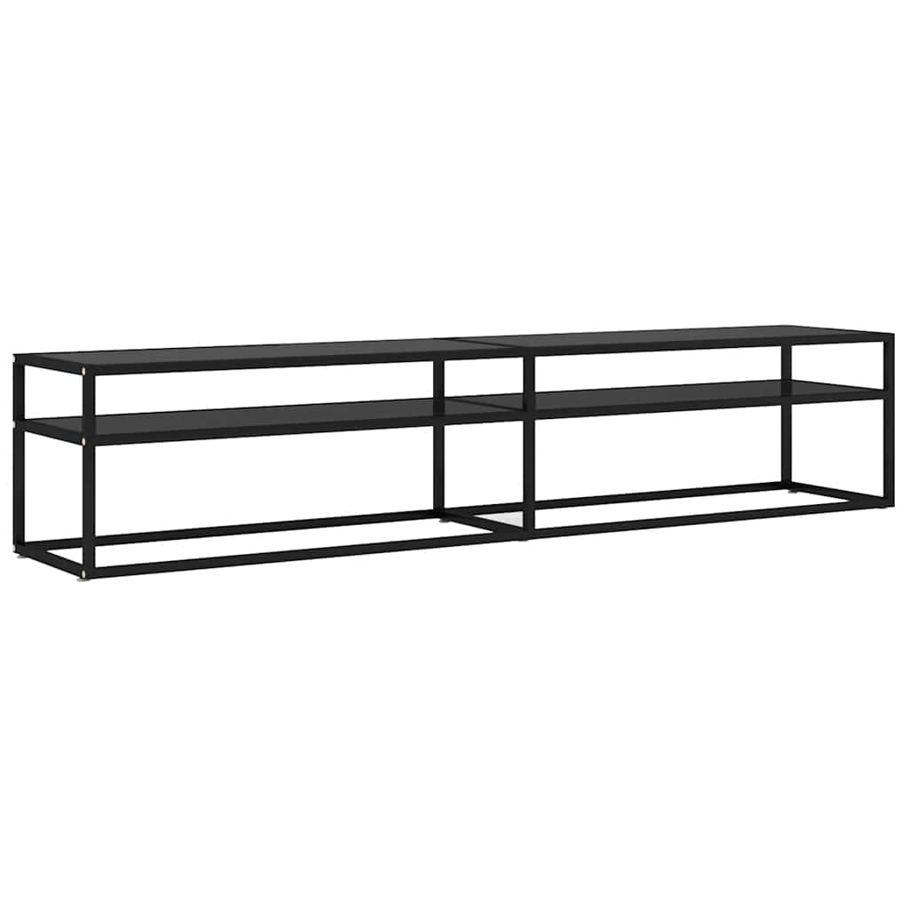 Vidaxl Szafka Pod Tv, Czarna, 200X40X40,5 Cm, Hartowane Szkło