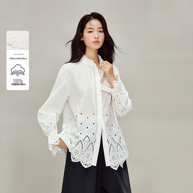 Хлопковая вышитая ажурная рубашка INMAN 100% L