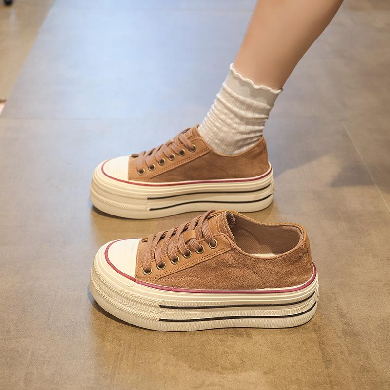 

Platform white shoes women s versatile height increase thin breathable summer and autumn 2025 new niche casual canvas shoes board shoes 35 верблюд