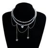 Love Zircon Double Chain Tassel Design Collar Chain - Crystal Necklace For Women