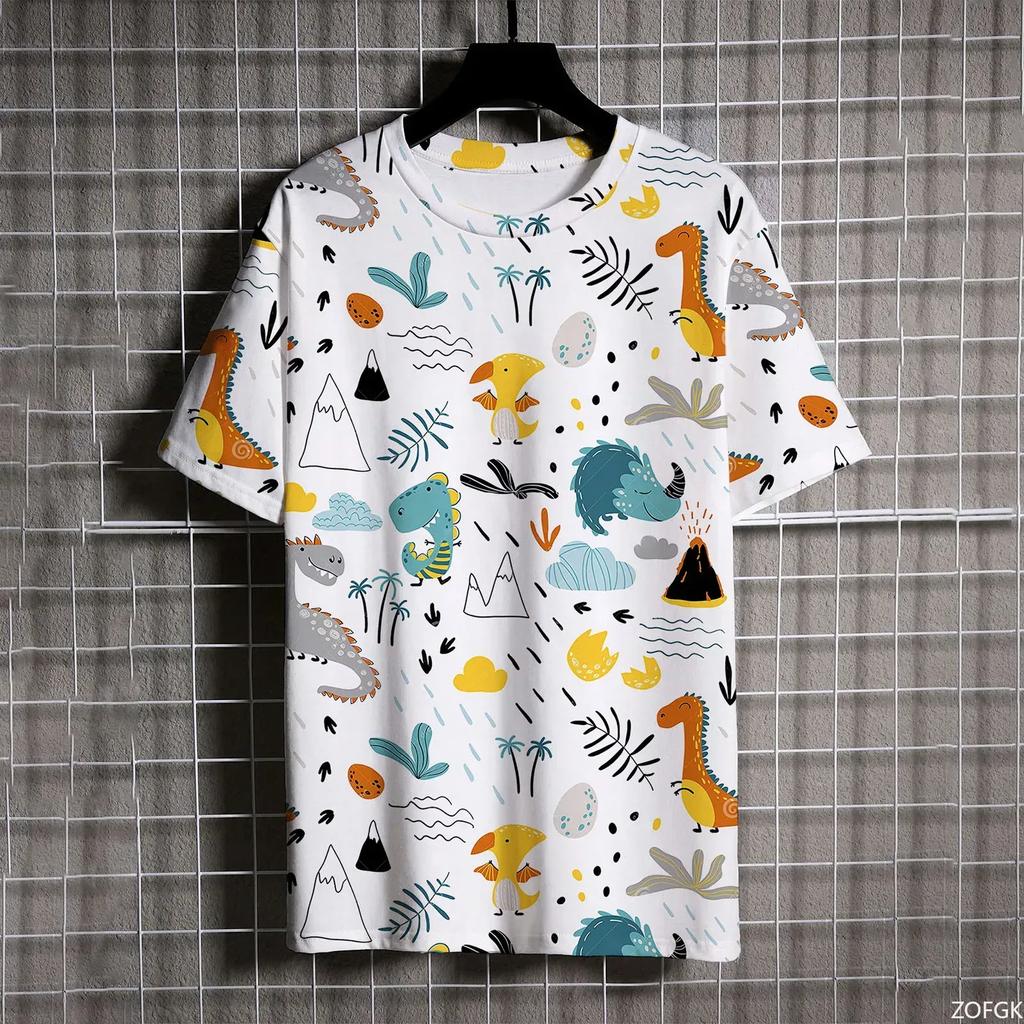 Summer Fashion Dinosaur 3D Print T-Shirts Streetwear Men Casual Oversized O Neck Short Sleeved Plus Size Tees Top Women Clothing