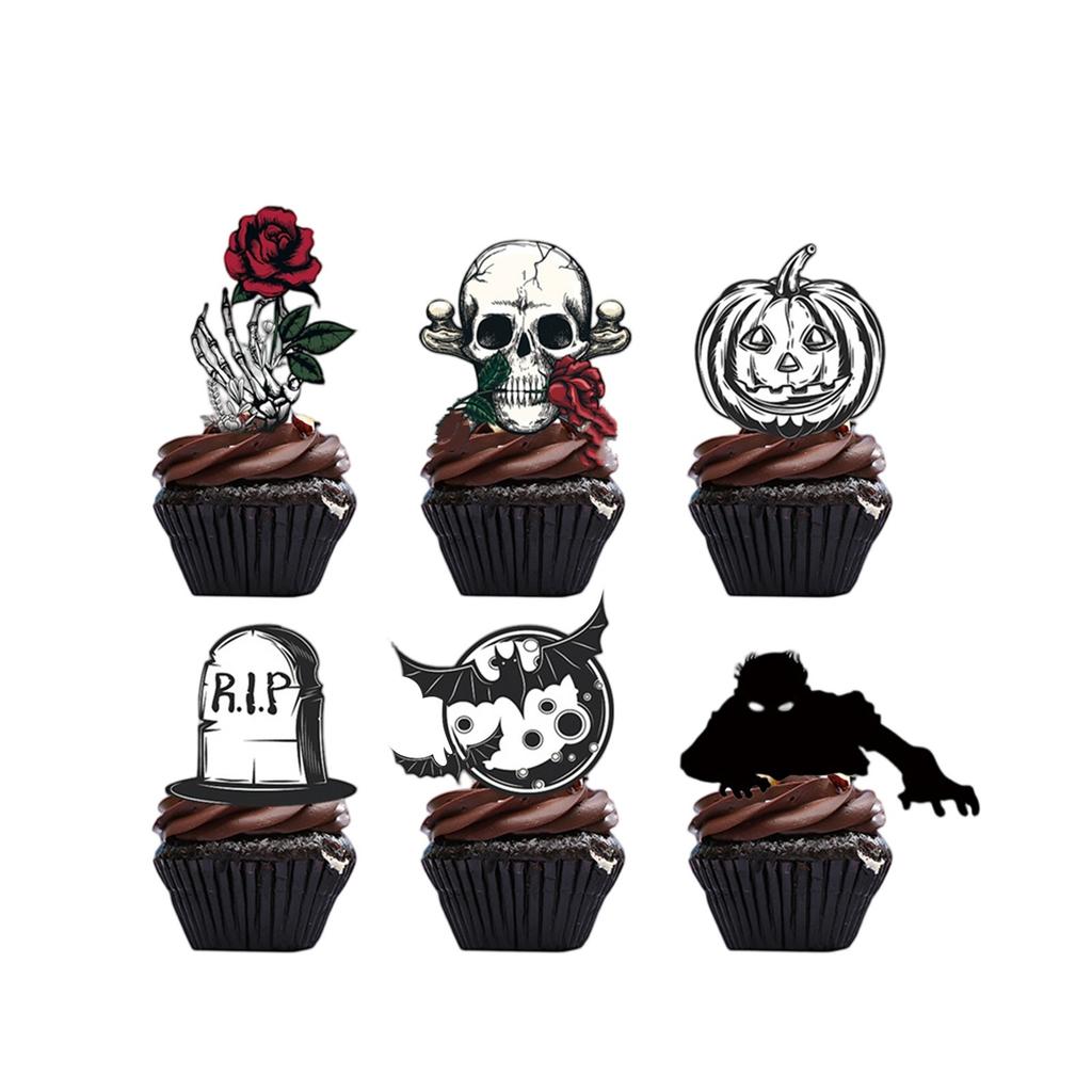 Halloween Black Skeleton Rose Decorations Disposable Supplies Tableware Halloween Party Decorations