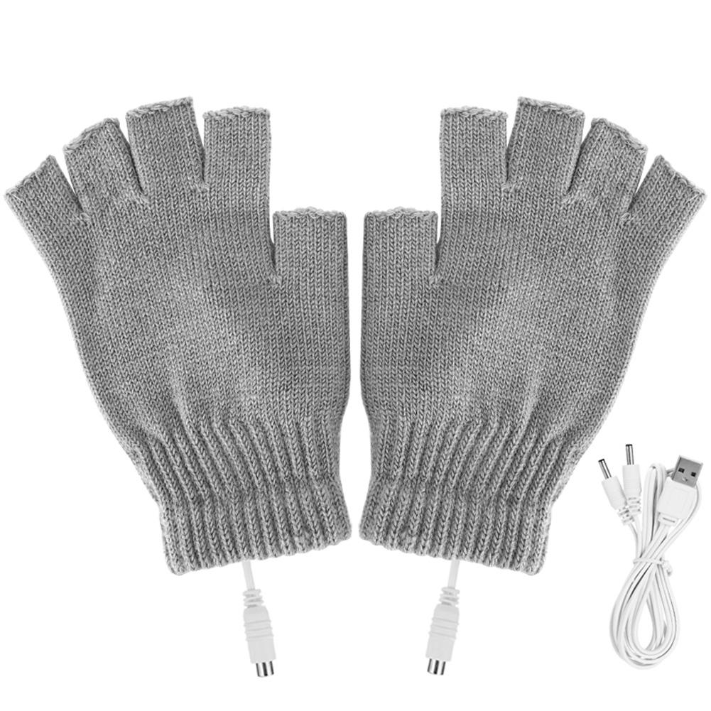 

Women Men USB Electric Heated Gloves Winter Warm Outdoor Gloves Fingerless 5V Rechargable for Sports Skiing for Running Cycling сірий
