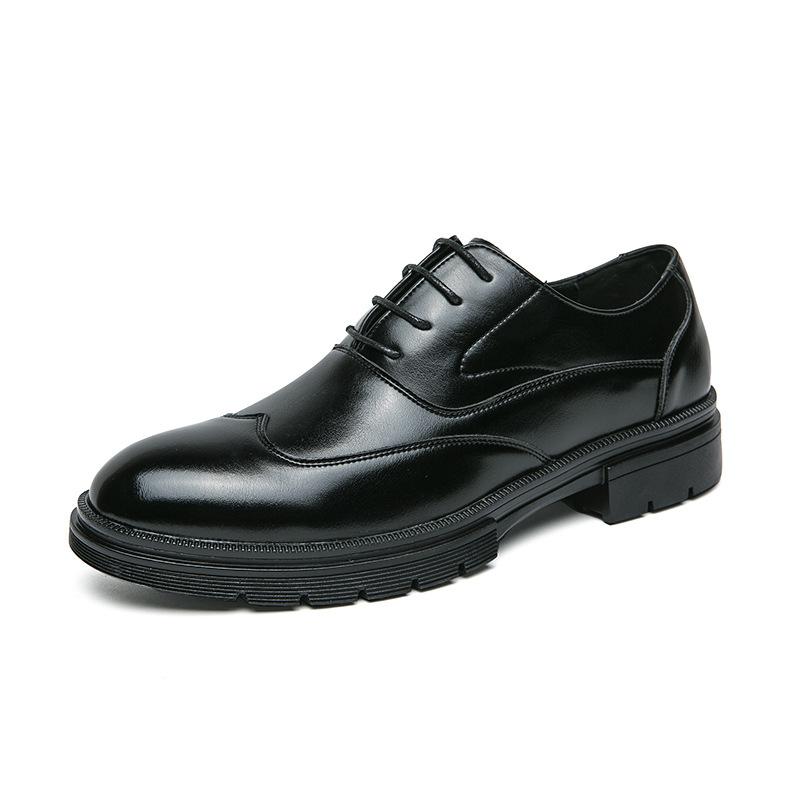 

Large size business dress platform heightening leather shoes 38-46 men s shoes lace-up British style leathershoes 38 чорний