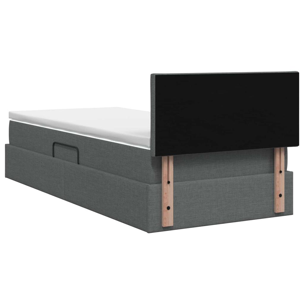 LED Storage Bed with Mattress Dark Grey 90 X 200 Cm Fabric