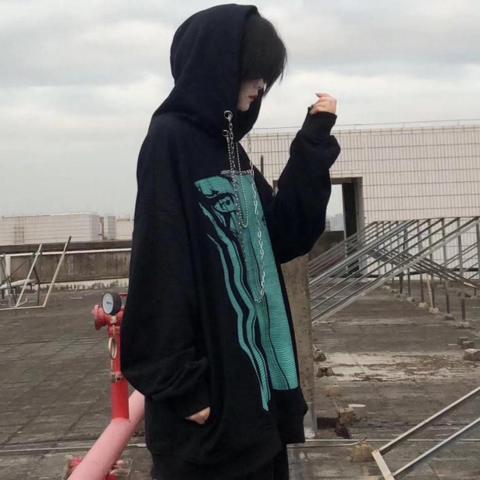 Y2k готический топ для женщин и мужчин толстовки унисекс ретро темный свитер пара — фото 9