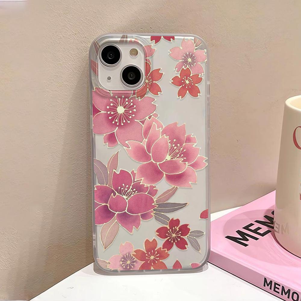 Flower Clear Phone Case For iPhone 15 16 Pro Max Case iPhone 13 11 12 14 Pro Max Plus 12 13 Mini Shockproof Silicone Soft Cover