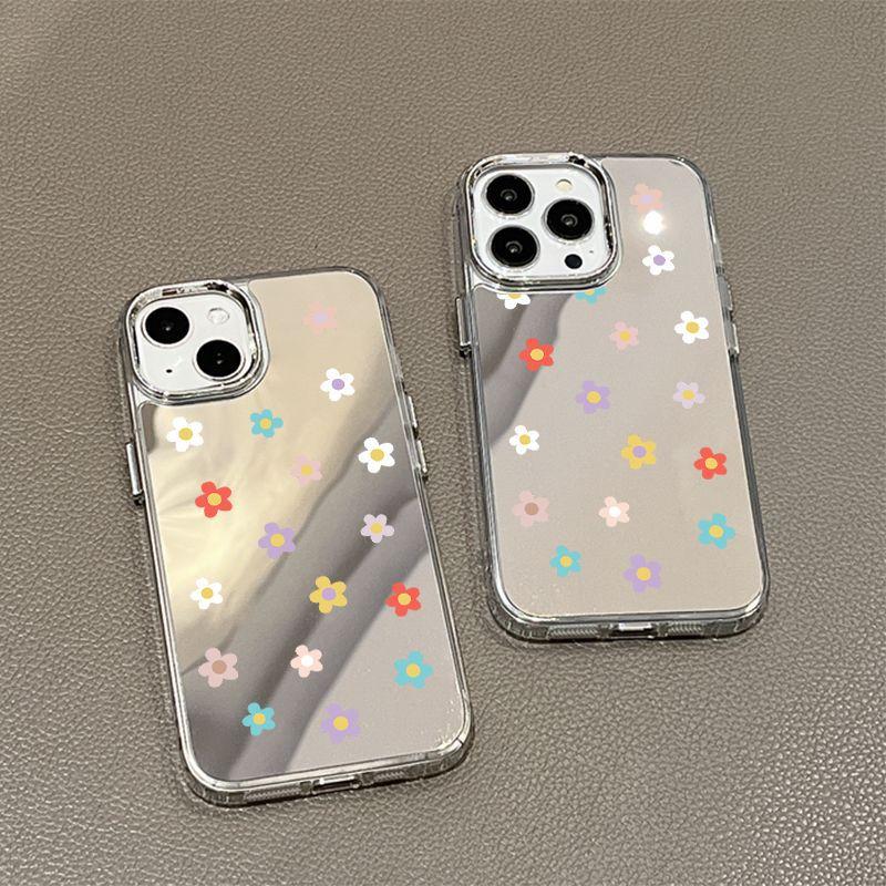 Colored Small Flowers for iPhone17promax Mobile Phone Case 16 Niche 14/13 Apple 12 Makeup Mirror 15