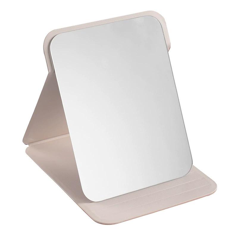 Portable Folding PU Leather Mirror for Dorm, Office, and Travel Use