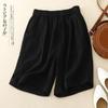 2024 Women's High Waist Cotton Linen A-line Shorts - Summer Elastic Wide Leg Casual Five-Point Pants