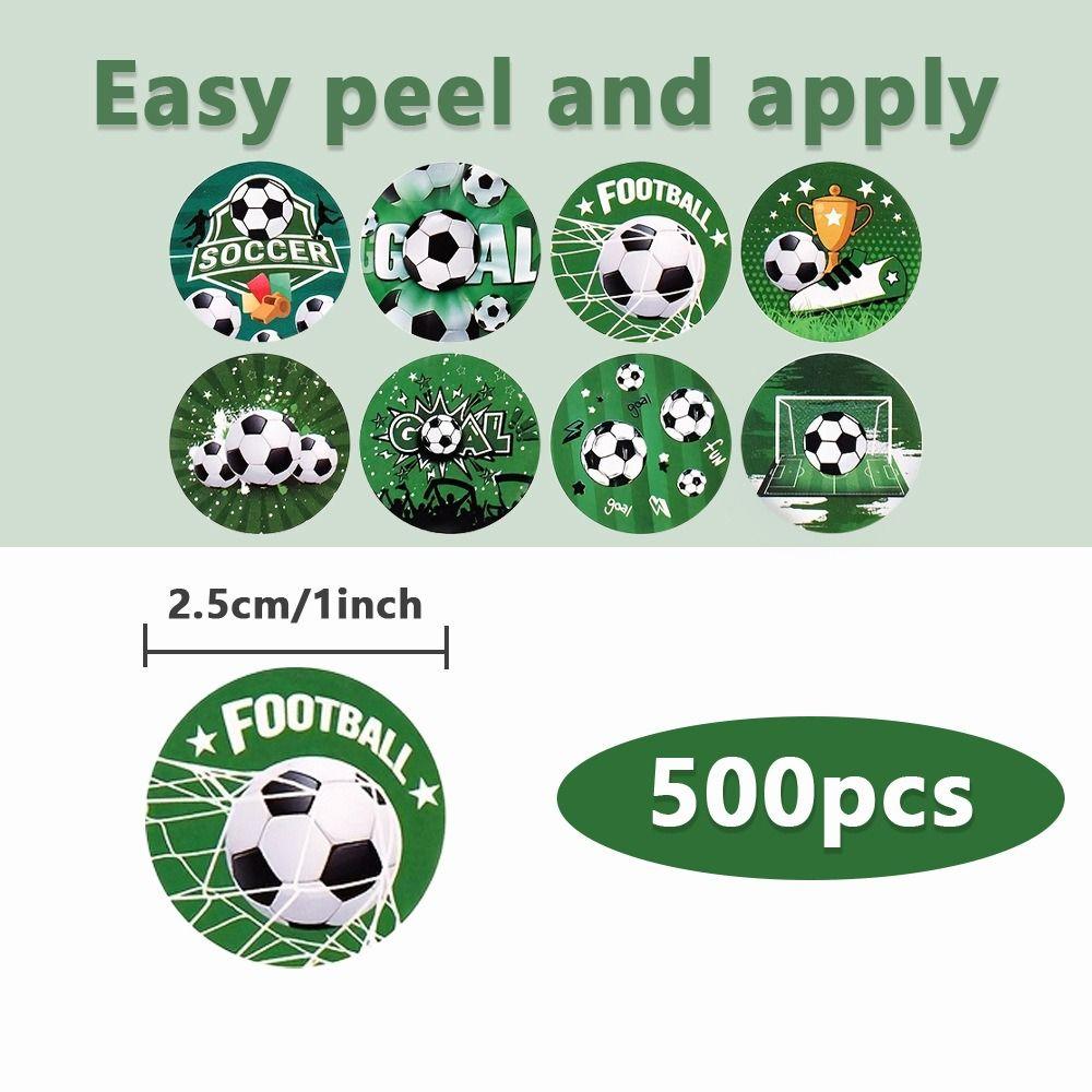500Pcs Self-Adhesive Soccer Stickers Round Football Pattern Sealing Sticker  Party Decor