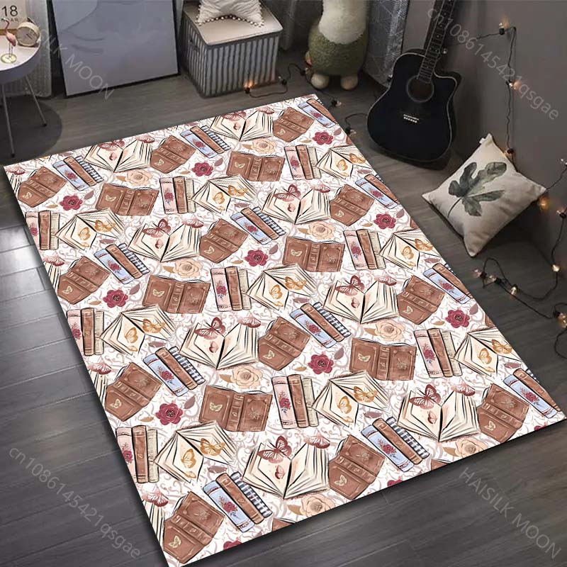 

Multiple sizes Books Flowers Butterflies Illustration Carpet for Living Room Bedroom Sofa Home Decor Rus Non-slip Floor Mat 40cm x 60cm
