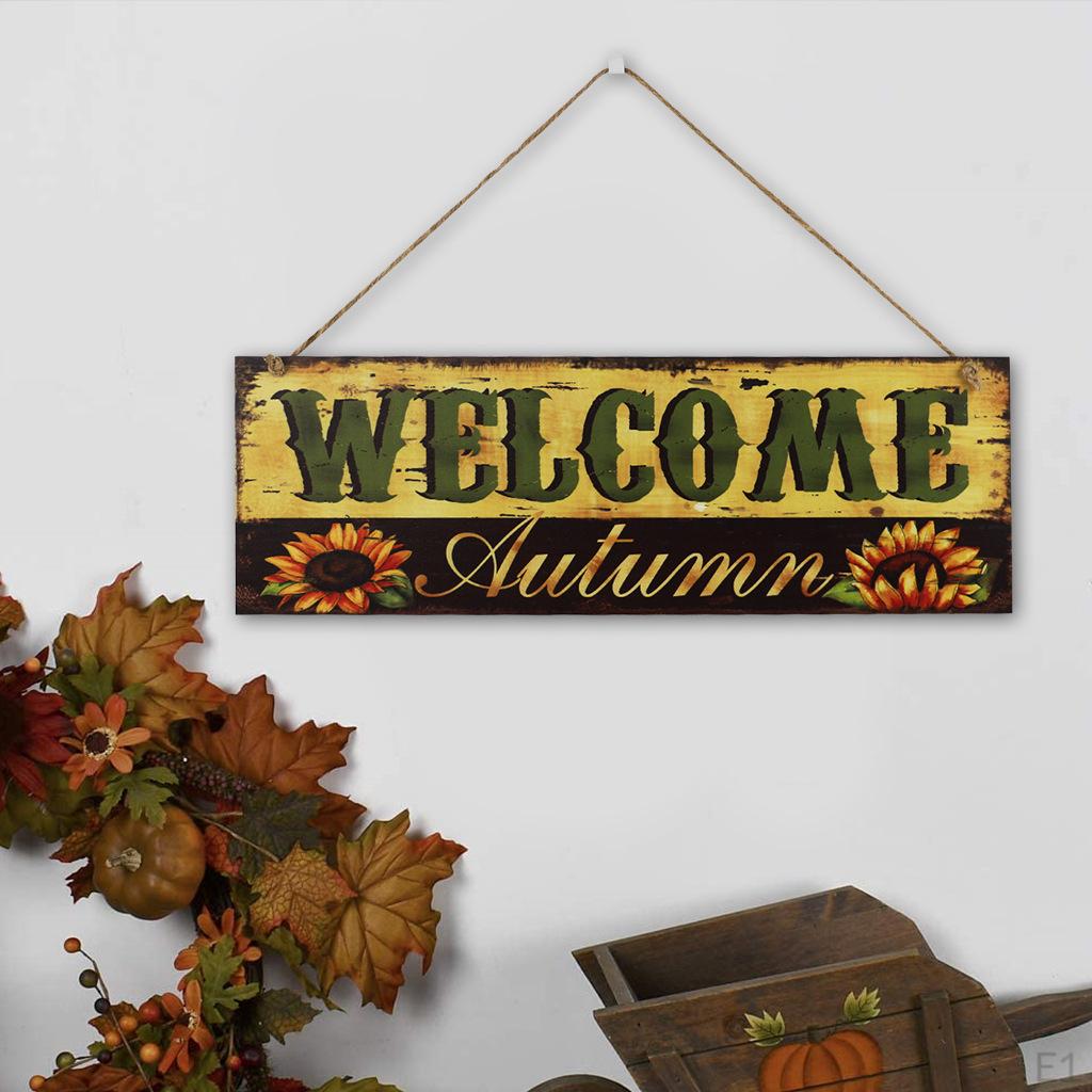 Autumn Fall Wood Plaques Front Door Hanging Sign Harvest Decoration, indoor and outdoor Use