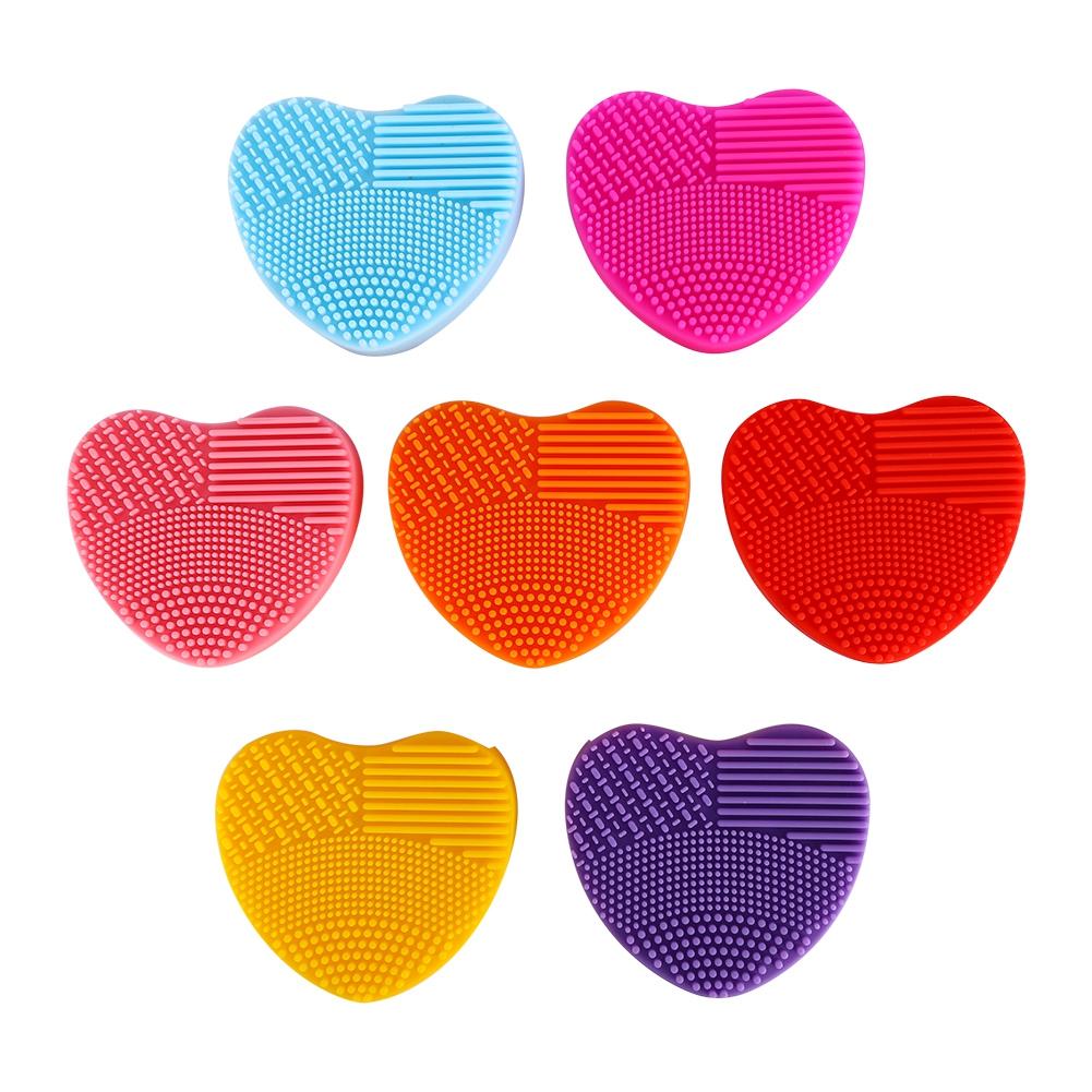 7Colors Makeup Brush Cleaner Silicone Heart Glove Cleaning Cosmetic Board Washing Scrubber