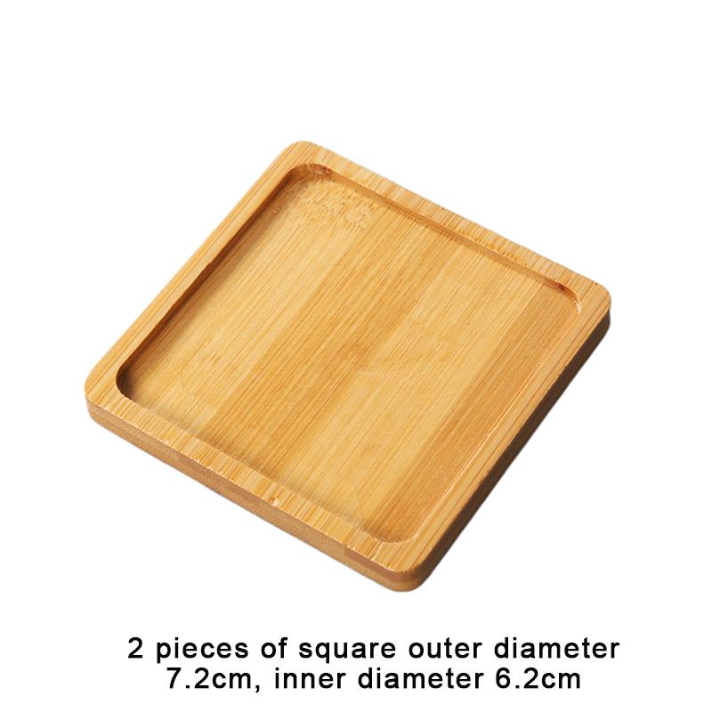 Einfacher Stil Hausdekoration Sukkulenten Bonsai Halter Runde Quadratische Blumentopf Basis Bambus Holz Tablett