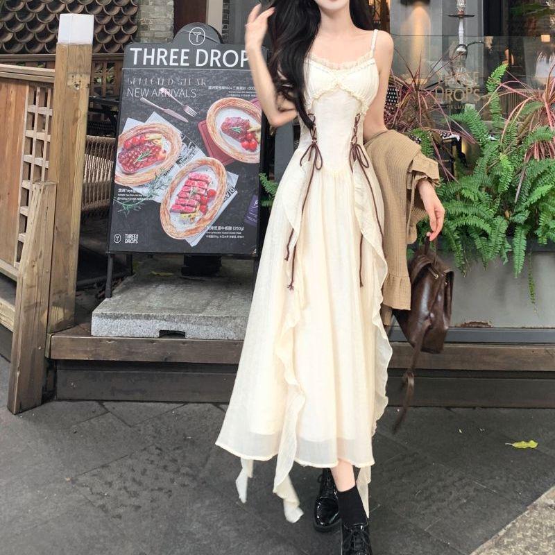2026 Summer Chinese Style Qipao Ruffle Blouse & Camisole Dress Two-Piece Set for Women