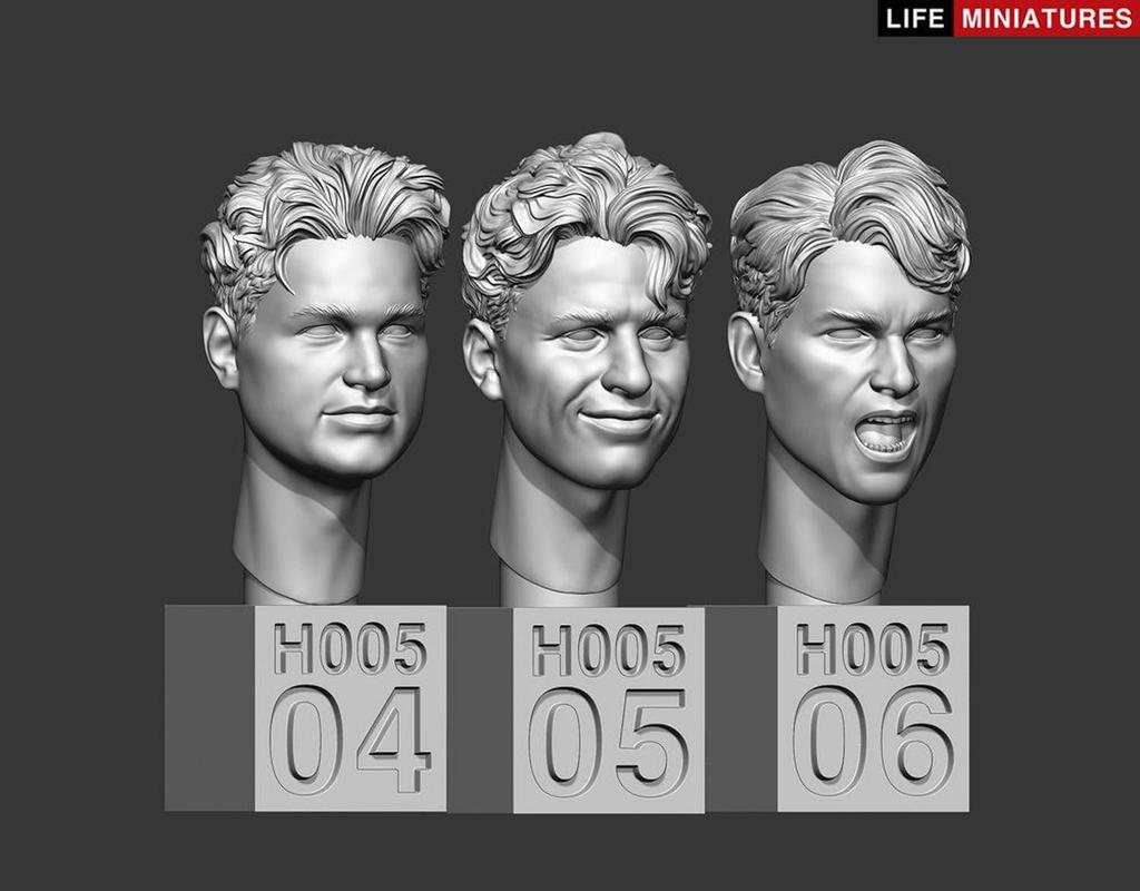 Life Miniatures Scale Resin Spare Headset 2 1/35 Kit, No-Hat No. (6-Piece Set), LM-35H005 (Person)
