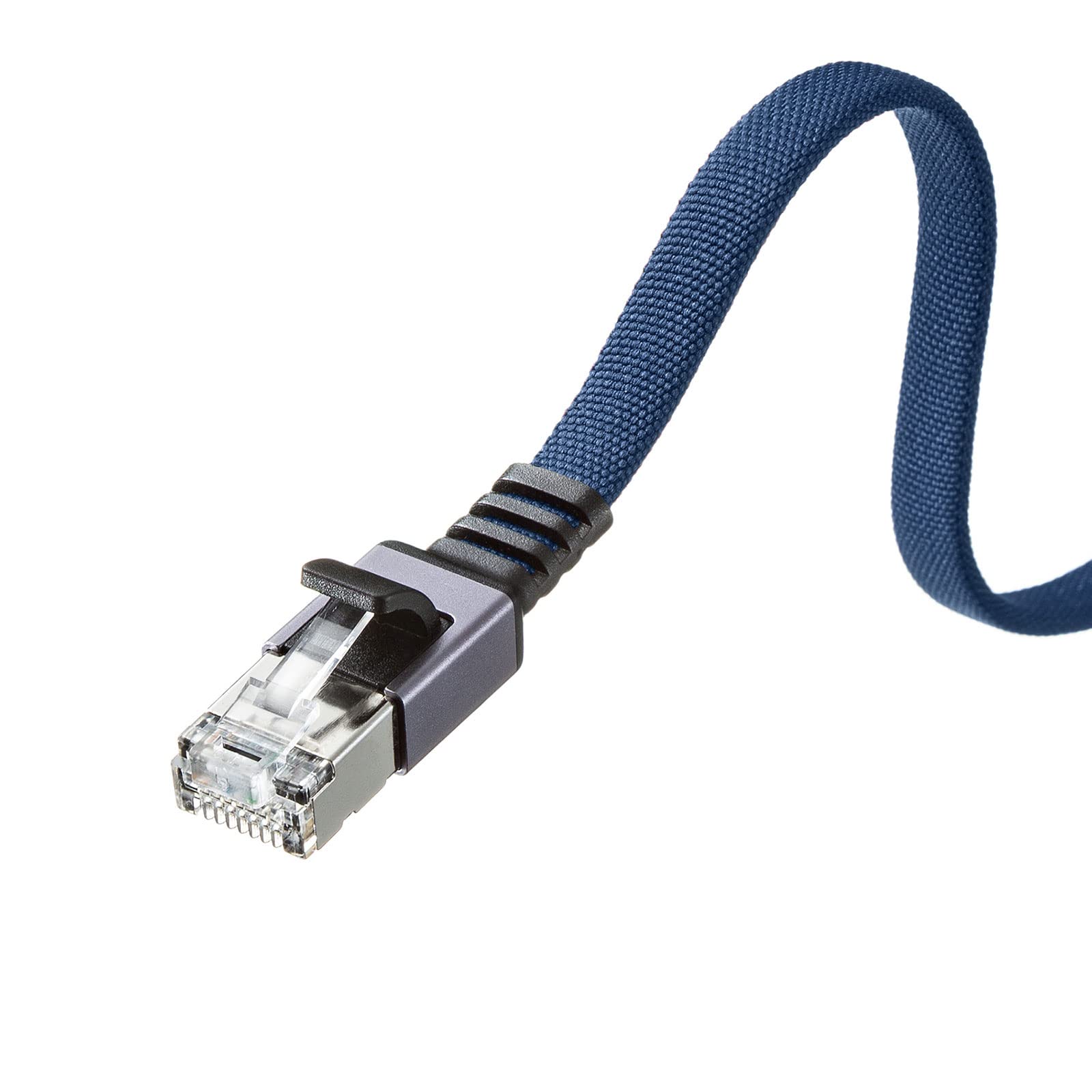 

Sanwa Supply LAN Cable CAT6A Mesh Flat Metal Connector 10Gbps/500MHz Gigabit Ethernet Cable Anti-Break RJ45 Connector (5m) Blue KB-FL6AME-05BL