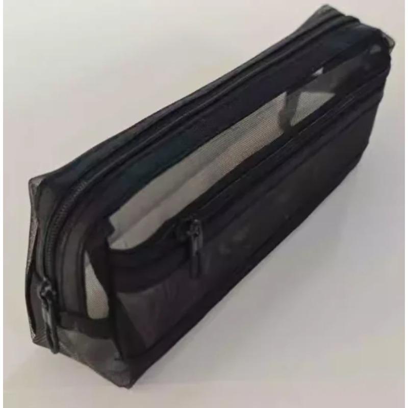 Square Mesh Pencil Case Double-layer Large Capacity Pencil Case Can Enter The Exam Room Pencil Case for Students