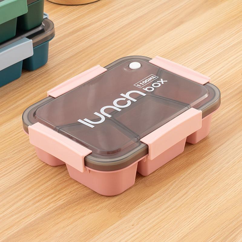 1Pcs 800/1100Ml Plastics Compartmented Lunch Box Microwave Safe Bento Box With Cutlery Food Storage For Student Worker Tableware