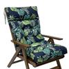 Garden Chair Pad with High Back Headrest, Tufted Outdoor Form and Seat Anchors 125 x 55 cm for Porch Use Daily