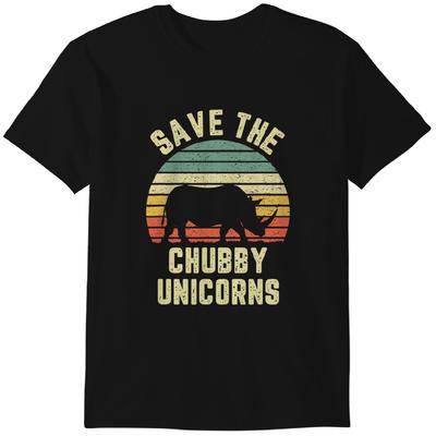 Σώστε τον Παχουλό Μονόκερο T-Shirt Αστείο Vintage T-shirt Κλασικό T-shirt