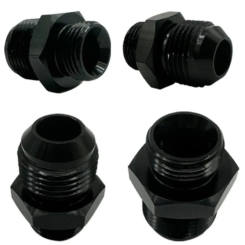 4X Fuel Line Hose Fitting Male Adapter ORB-6 ORB-8 ORB-10 ORB-12 O-Ring Boss To 6AN 8AN 10AN 12AN Aluminum Flare Fitting Black