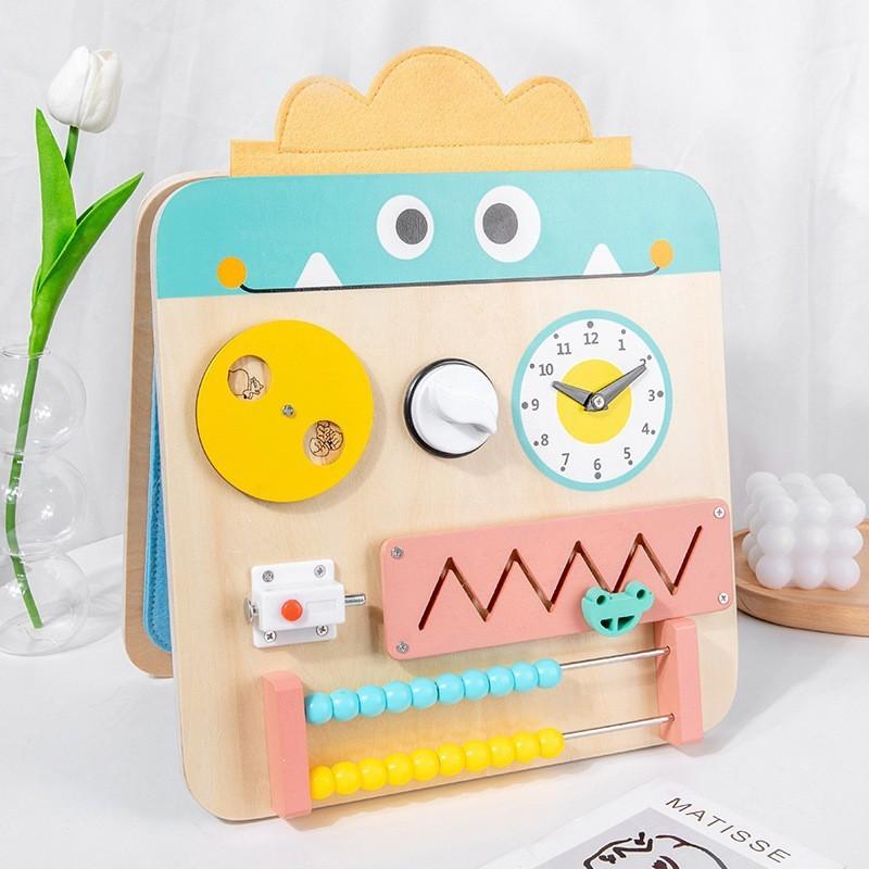 Wooden boys and girls Montessori busy board unlocking steering wheel telephone switch unlocking parent-child early education life toys