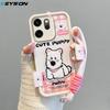 KEYSION Cartoon Cute Plush Embroidery Case for OPPO Reno14 F 5G with Lanyard Silicone Shockproof Phone Cover for OPPO Reno 14F 5G