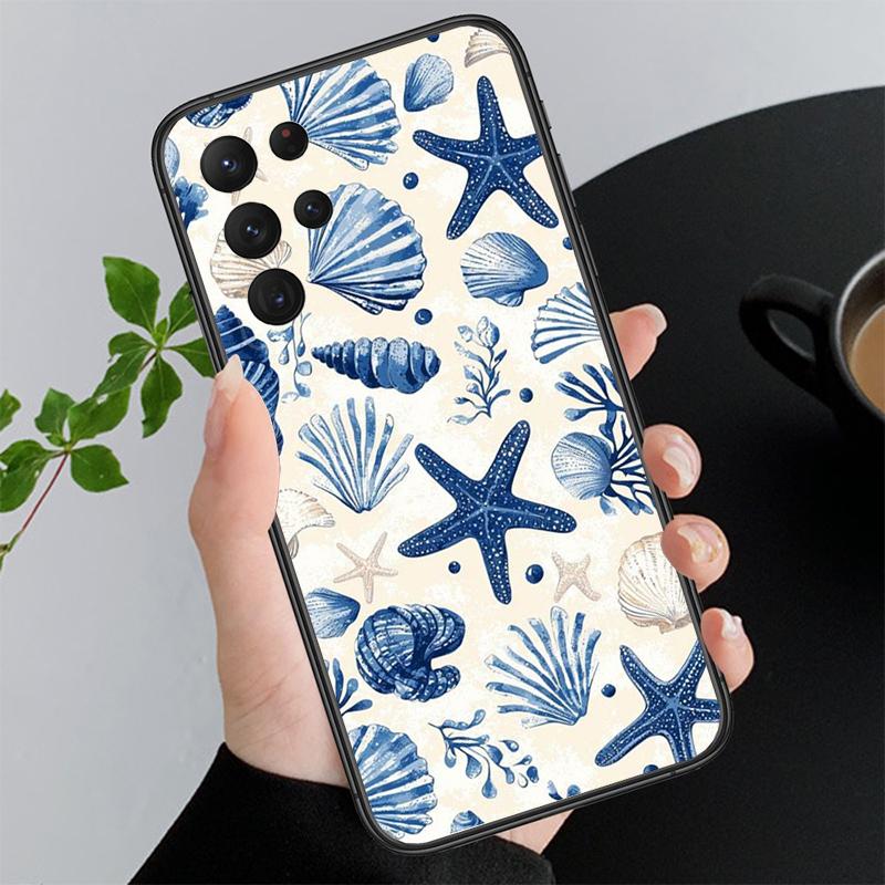 

Summer Blue Ocean Flower Funda Phone Case For Samsung Galaxy S25 S24 S23 S22 S21 Ultra S24 S23 S22 S21 S25 Plus S24 S25 FE S21 Plus