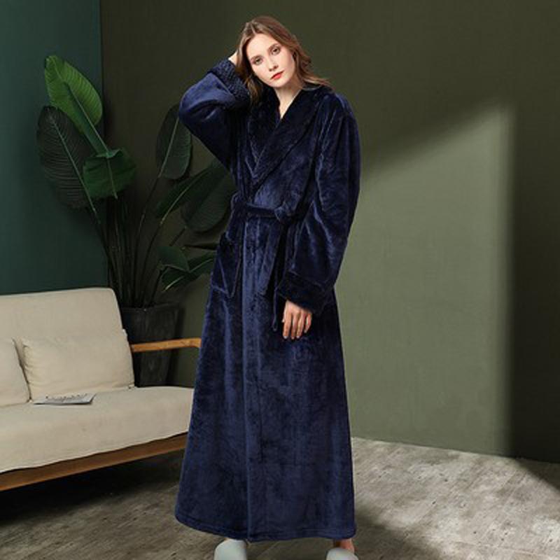 Lounge Robes Comfortable and Elegant Fall and Winter Large Size Facecloth Couple Robe Bebe Velvet Splicing Thickening and Lengthening Simple Bathrobe
