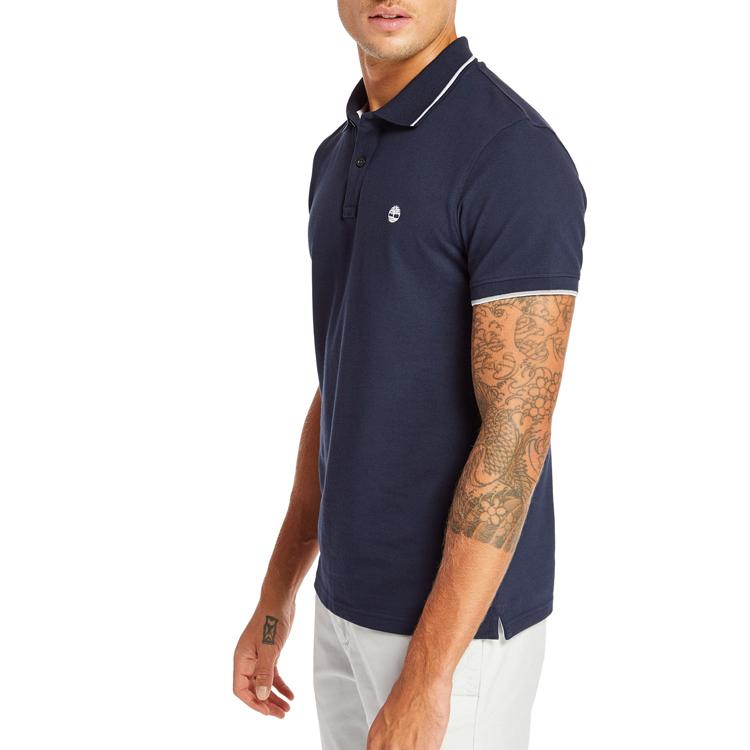 Timberland Polo de Manga Curta Slim Fit Masculino tops Azul Safira Escuro A1ZK3433