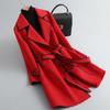 Korean Style Women's Slimming Imitation Cashmere Wool Coat - Color Block Mid-Length for Autumn and Winter