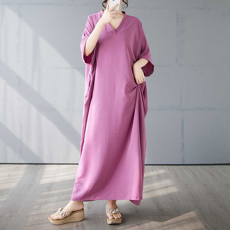 Summer Color Retro Long Skirt Cotton Linen Dress