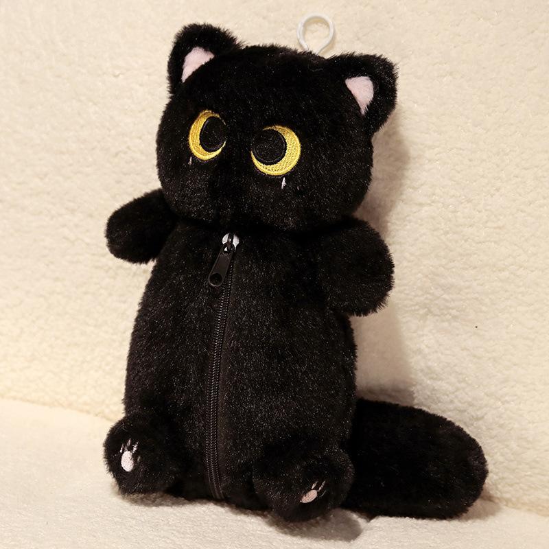 Peluche Gato Siamés Estuche para Lápices Animal de Peluche Gran Capacidad Bolsa de Papelería Diseño Lindo Dibujo Animado Muñeco Gato Bolsa para Lápices Aprendizaje