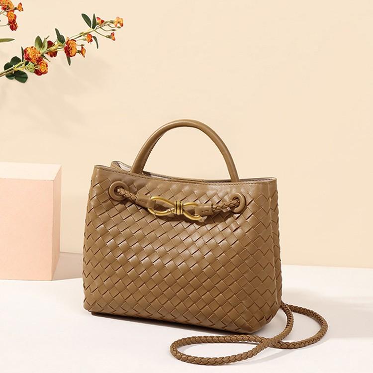 Ręcznie tkana torebka damska, torebka z kokardą, casualowa torba na ramię o dużej pojemności, bez logo