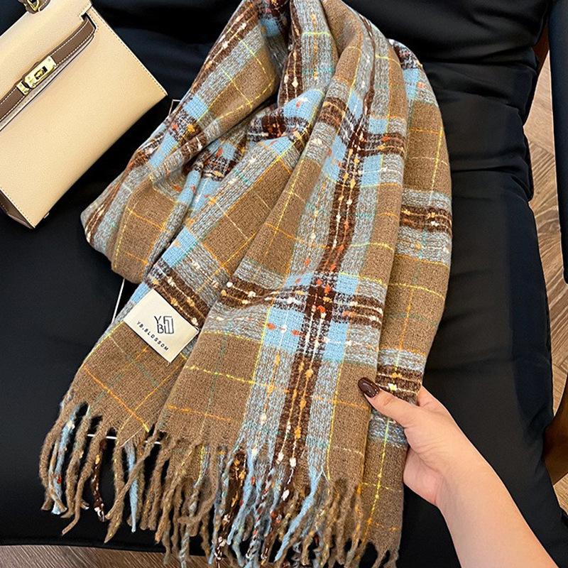 "Retro Red Plaid Scarf: New All-Match, Warm Autumn & Winter Accessory"