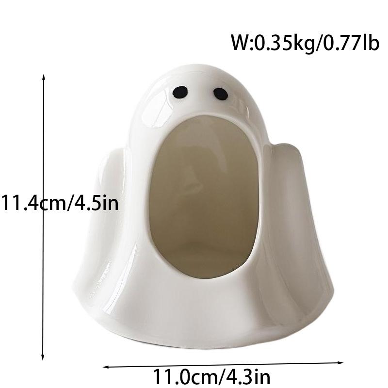 Cartoon Candlestick Ceramic Ghost Candlestick Halloween Ghost Candle Holder Home Desktop Decorative Ornaments Handicraft