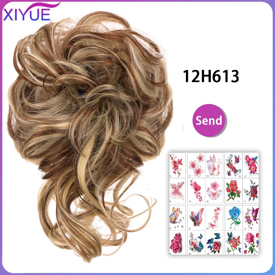 Kudrnaté donutové drdolové příčesky Syntetické ombre elastické updo drdoly Nadýchané rozcuchané rozcuchané drdoly do vlasů pro ženy sponky do vlasů hnědé
