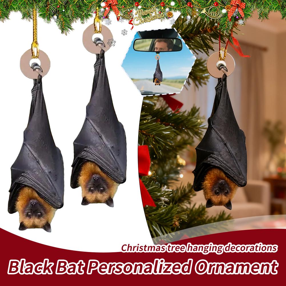 Acrylic Bat Christmas tree Hanging ornaments, 1/3PCS Realistic Upside-Down Bat Decor, Holiday Christmas Tree Hanging Decoration