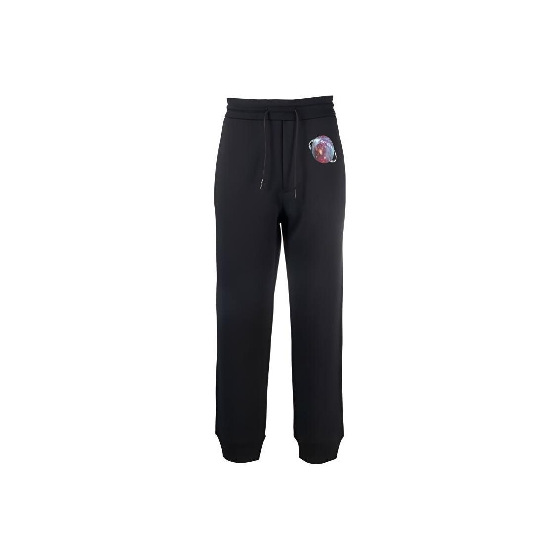Emporio Armani FW21 Pattern Printed Drawstring Cuffed Sweatpants Knitted Sports Pants Men bottoms Black 6K1P8Q-1JM3Z-0008 S