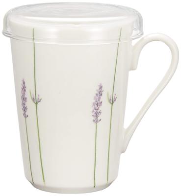 LA AMYS "Two Jours" Teamate Mug, Lavender Pattern, White (with Tea Strainer), AM20-2-12