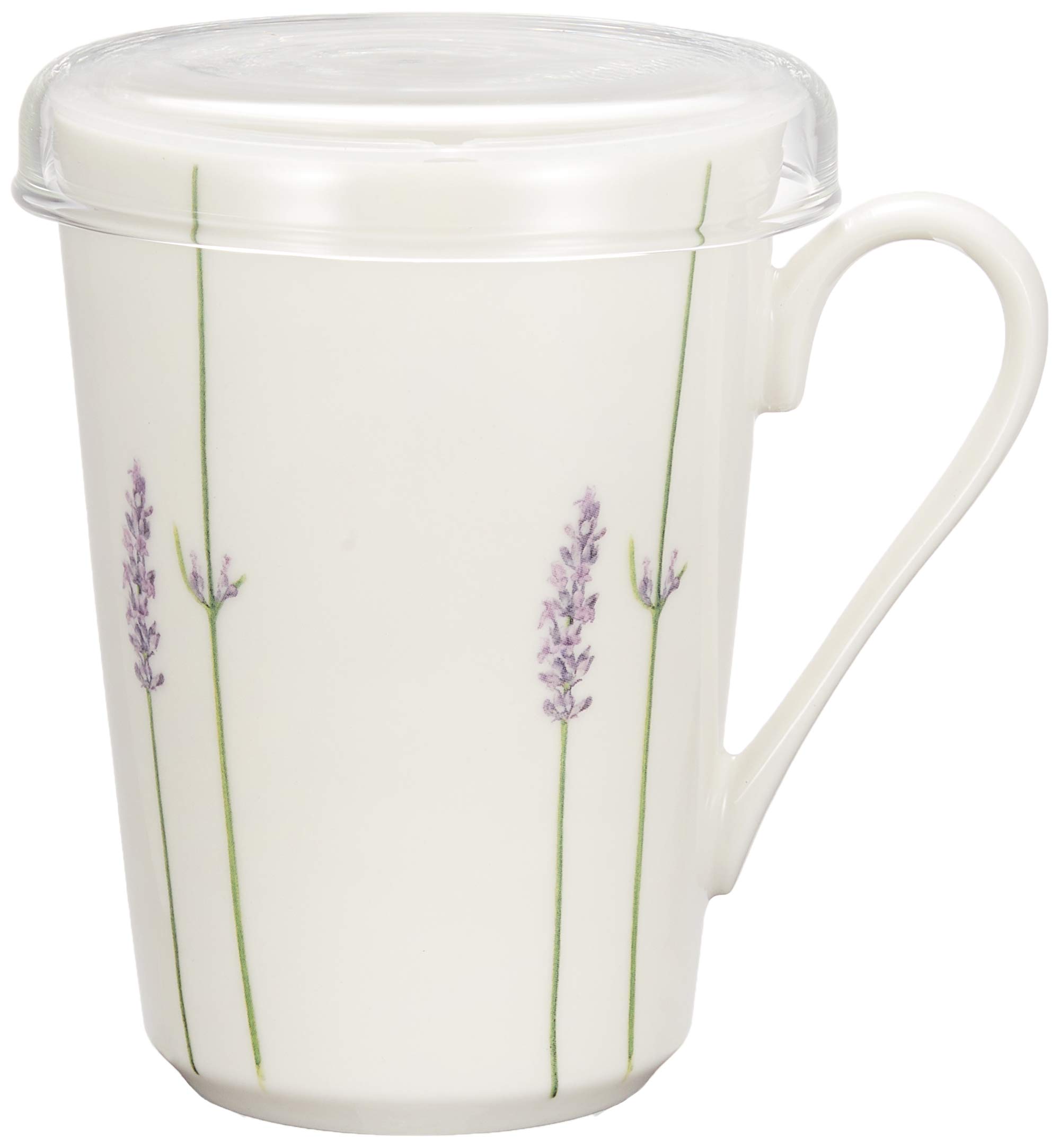 

LA AMYS Two Jours Teamate Mug, Lavender Pattern, White (with Tea Strainer), AM20-2-12